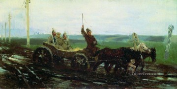 ぬかるんだ道で護衛を受けている 1876年 イリヤ・レーピン Oil Paintings